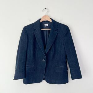 QL2 Quelledue Italian Blazer Jacket - Size 44 (US 8) Navy Blue Cotton Stretch